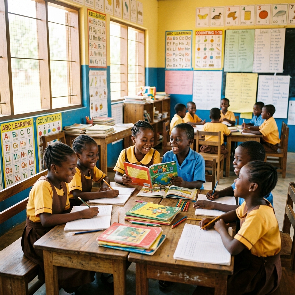 Children in a classroom learning