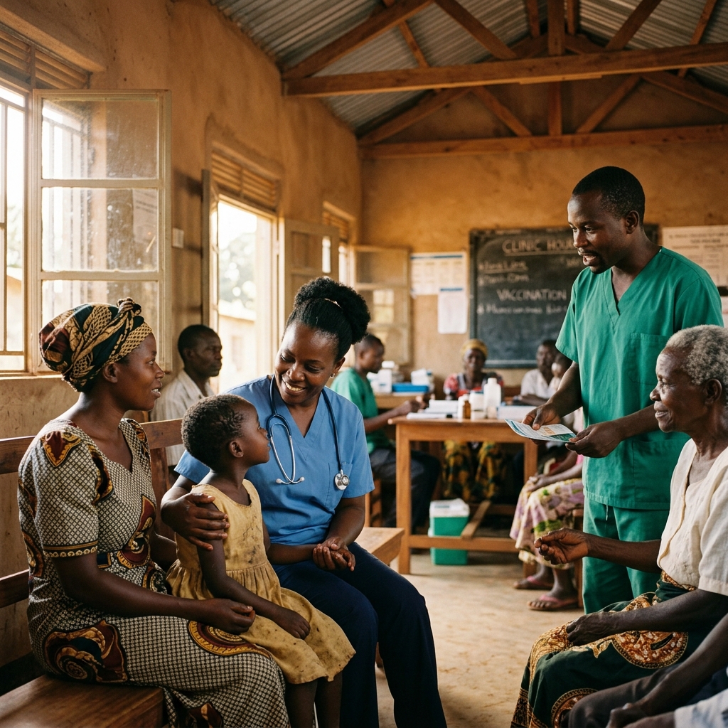 Healthcare workers providing care and support